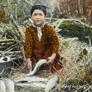 Canada - Ojibwa Girl cleaning the catch