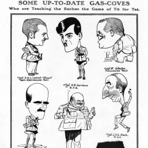 Caricatures at a gas school by Lieut. Fred May, WW1