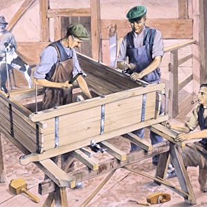 Carpenters building a wagon