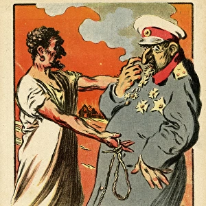 Cartoon, King Ferdinand of Bulgaria and Judas, WW1