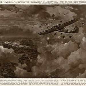 Catalina spots Bismarck in heavy sea by G. H. Davis