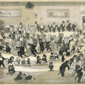 A Cats Christmas Dance by Louis Wain