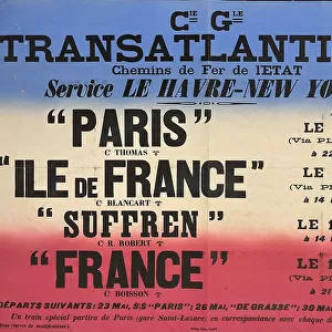 CGT poster, Le Havre-New York, Paris, Ile de France