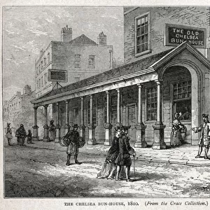 The Chelsea Bun House in 1810, originator of the Chelsea bun and patronised by Hanoverian royalty