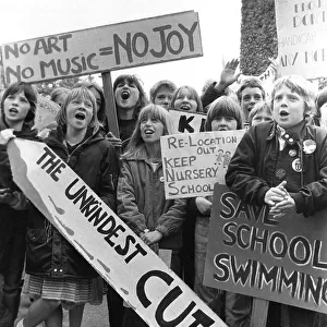 Children campaigning against education cuts, Sussex