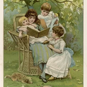 Children Read in Garden