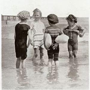 Children wearing Swimeesy Buoy, invented two before in 1907