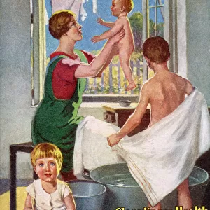 Cleanliness - Health - The Truest Wealth - promotional postcard for the Health & Cleanliness