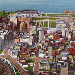 Cleveland, Ohio Aerial View Print circa 1934 Cleveland, Ohio Aerial View Print circa 1934