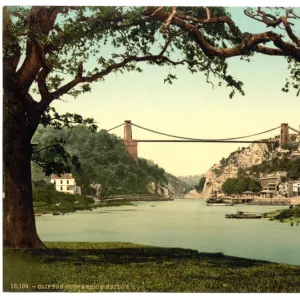 Clifton suspension bridge from the ferry, Bristol, England