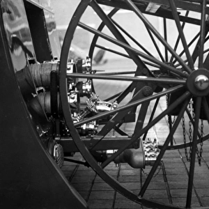 Close-up of wheels on LFB fire engine