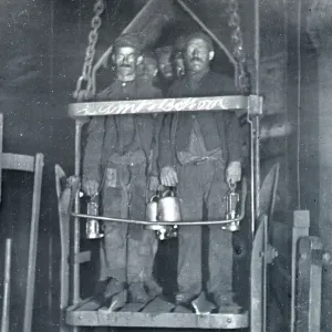 Coal Miners in Shaft Lift Print, South Wales Coal Miners in Shaft Lift Print, South Wales