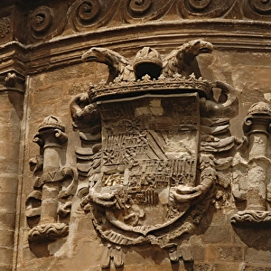 Coat of arms. Seville cathedral. Facade. Andalusia. Spain