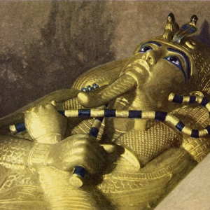 Third coffin of Tutankhamun in stone sarcophagus