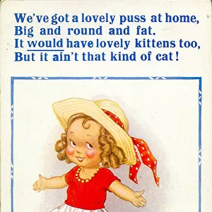 Comic postcard, Little girl with cat Date: 20th century