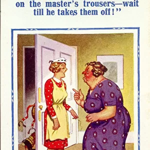 Comic postcard, Servant and angry mistress Date: 20th century