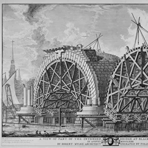 Construction of Blackfriars bridge, London
