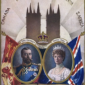 Coronation Souvenir Postcard - King George V and Queen Mary