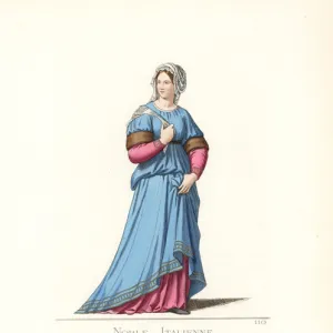 Costume of an Italian noblewoman, 14th century