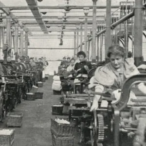 Cotton weavers at their looms, Preston, Lancashire