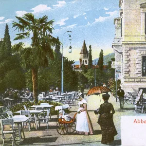 Croatia, Opatja - Promenade and Cafe Quarnero