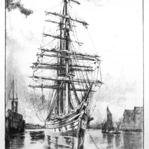 Print of the Cutty Sark in Surrey Docks, 1923 Print of the Cutty Sark in Surrey Docks, 1923