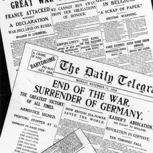 Daily Telegraph front pages, 1914, 1918 and 1919, WW1