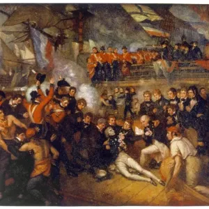 Print of Horatio Nelson's Fatal Wounding at Trafalgar