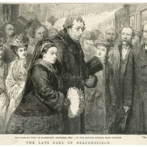 Print of Disraeli and Queen Victoria at High Wycombe station Print of Disraeli and Queen Victoria at High Wycombe station