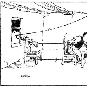 Drawing the cork, illustration by William Heath Robinson