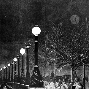 Electric light on the Thames Embankment