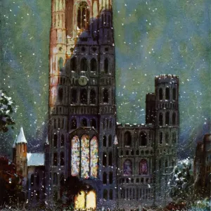 Ely Cathedral in the snow by Ernest Uden