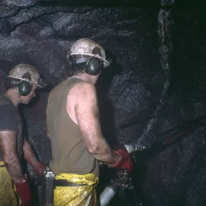 Face workers in a tin mine, Cornwall