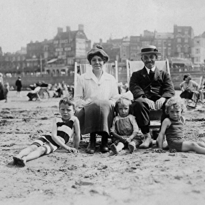 Family on Beach / C. 1920