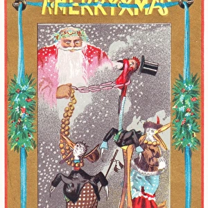 Father Christmas apparition on a Christmas card