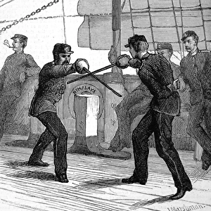 Fencing on board a Troopship, 1876