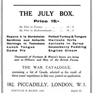 Fortnum & Masons advertisement, WW1