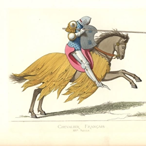 French knight on horseback for a tournament, 14th century