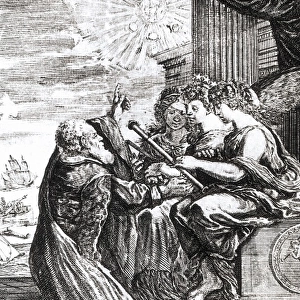 Galileo points to the heavens