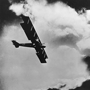 German Gotha biplane in flight, WW1