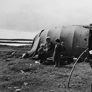 Gipsies with tent on a Scottish island