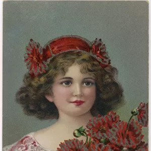 GIRL WITH RED FLOWERS