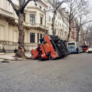 GLC-LFB Turntable ladder overturned on roadway