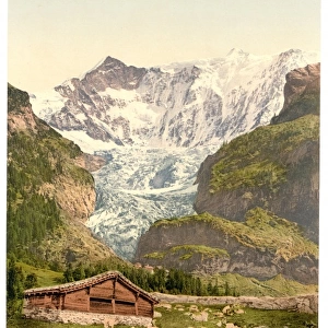 Grindelwald, chalet and Vischerhorn, Bernese Oberland, Switz