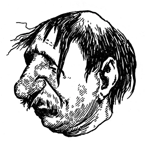 Grotesque head, illustration by William Heath Robinson