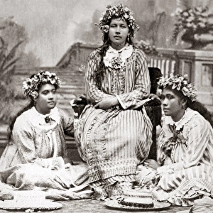 Group of young women, Tahiti, circa 1880s