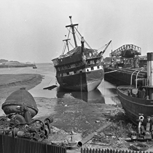 Harbour scene with ships and equipment, Scotland