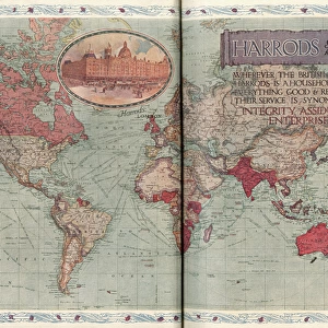 Harrods advert world map, c. 1909