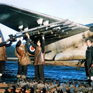 De Havilland DH98 Mosquito FBIV being armed with 3-inch