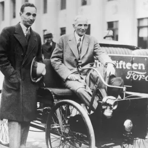 Henry Ford with Son Edsel in Quadricycle Print Henry Ford with Son Edsel in Quadricycle Print